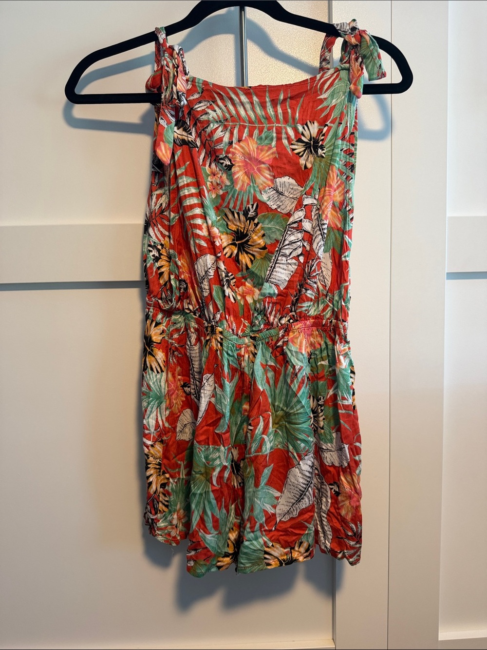 The Bikini Lab Tropical Red & Green Floral Swim Coverup Romper